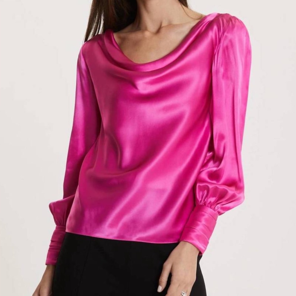 Tyler Böe 100% Silk Cowl Neck Blouse NWT | French Pink | Size M |